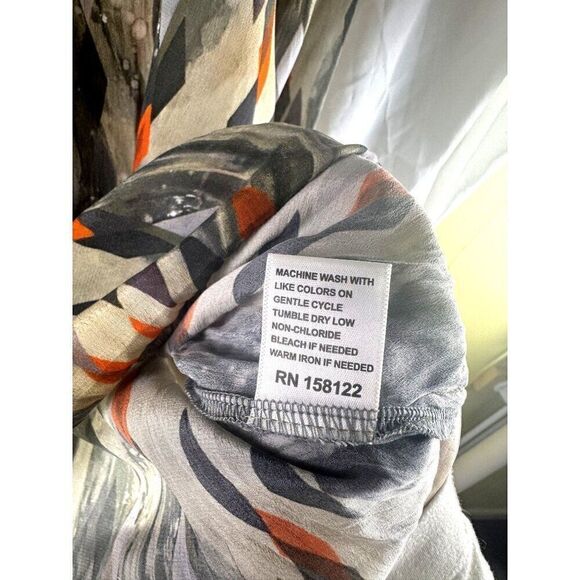 NWOT APNY Women's Abstract Diamond Print Sheer Long Sleeve Top Sz L - Picture 7 of 11